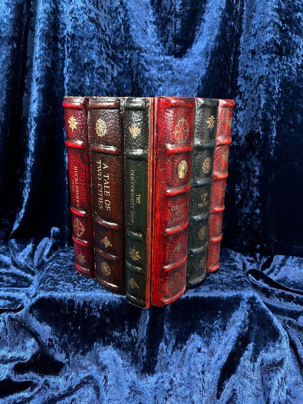 VTG Faux Leather Book CD Storage Cabinet Hidden Old Classics Library Blook Box